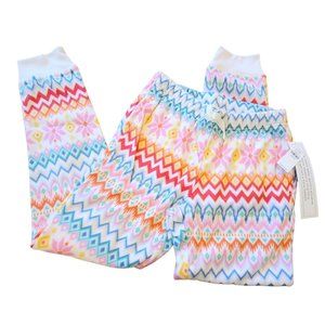 Old Navy Pants Girls Pink and White Fleece Fair Isle Jogger Size M JJ2180